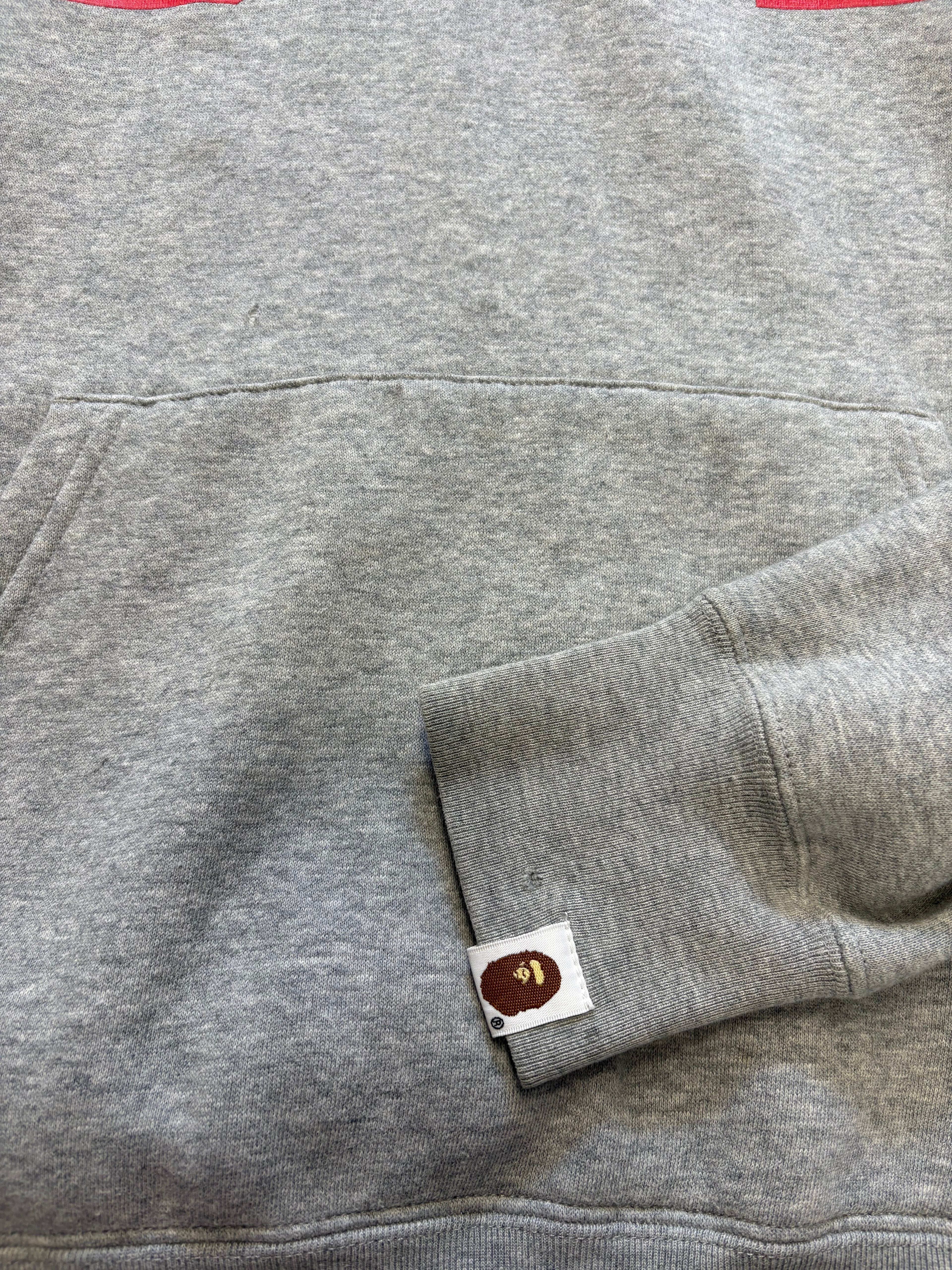 Sweat à capuche BAPE gris logo rouge