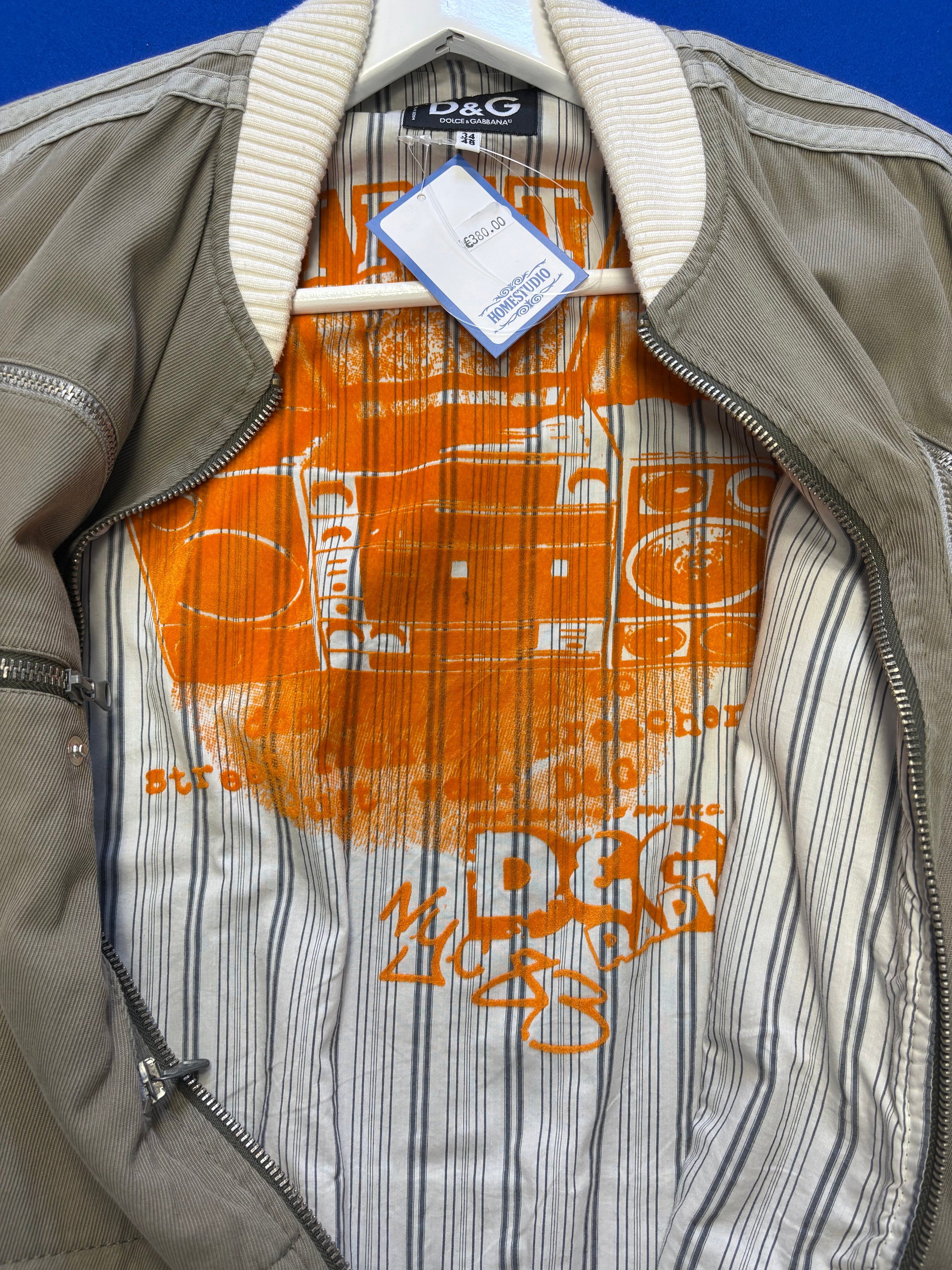 Blouson Dolce & Gabbana Racing Beige & Blanc