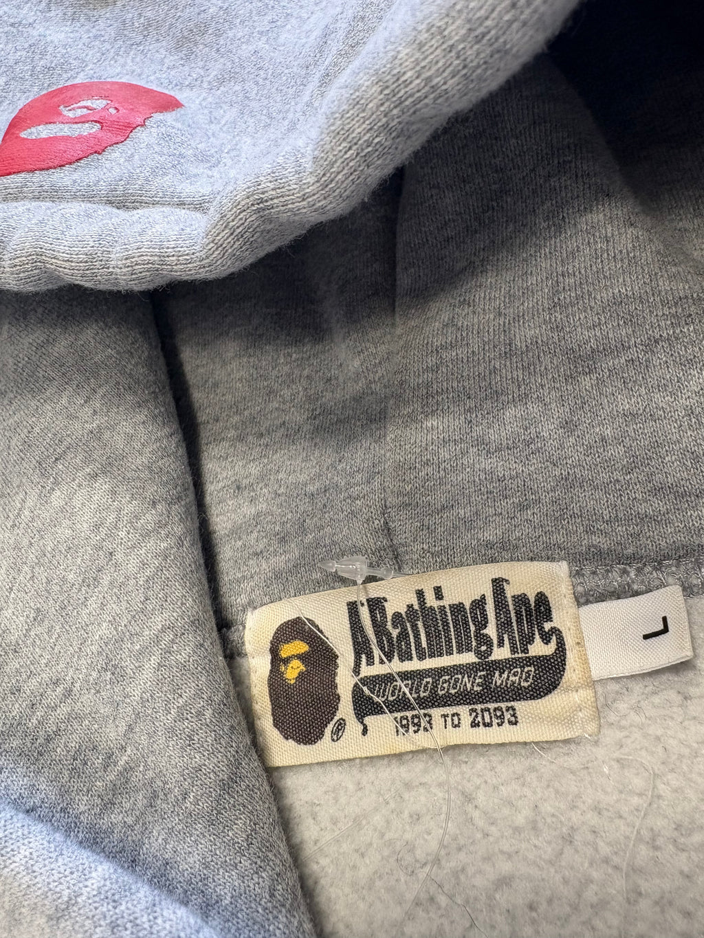 Sweat à capuche BAPE gris logo rouge
